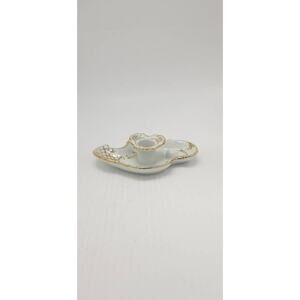 Vintage Candle Holder, White Porcelain, Gold Trim, Single Candlestick,